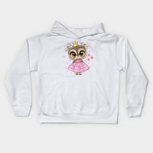 Cute fashion owl princess in a dress Kids Hoodie